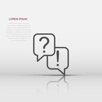 Question and answer icon in flat style. Dialog speech bubble vector illustr.. Stock Illustration