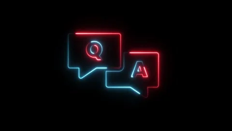 Question and answer icon neon animation isolated on black background Vidéo 334130909