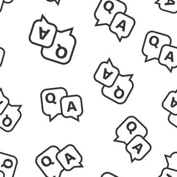 Question and answer icon seamless pattern background. Discussion speech bubbl Stock Illustration