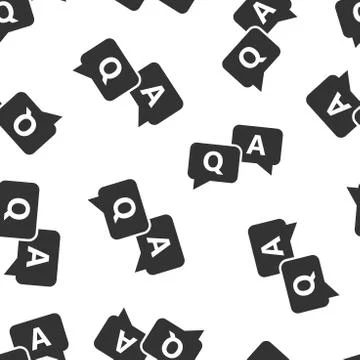 Question and answer icon seamless pattern background. Discussion speech bubbl Stock Illustration