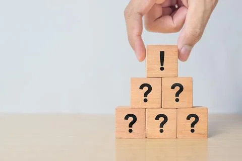 Question and answer with idea and intelligence Stock Photos