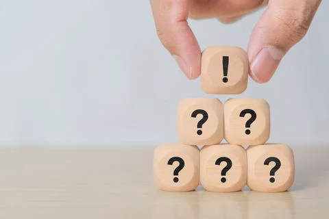 Question and answer with idea and intelligence Stock Photos