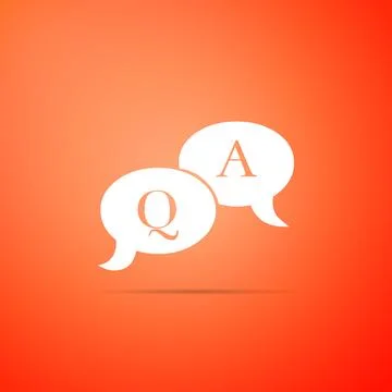 Question and Answer mark in speech bubble icon isolated on orange background. Q Stock Illustration