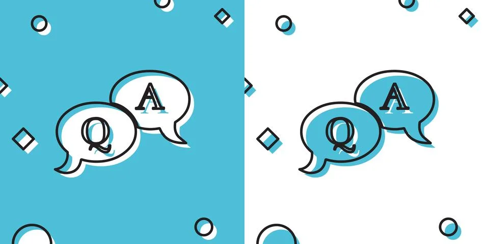 Question and Answer mark in speech bubble icon on blue and white background. Q Stock Illustration
