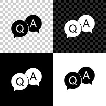 Question and Answer mark in speech bubble icon isolated on black, white and イラスト素材