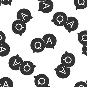 Question and Answer mark in speech bubble icon seamless pattern on white ba.. 스톡 일러스트