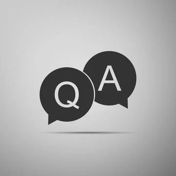 Question and Answer mark in speech bubble icon isolated on grey background... Stock Illustration