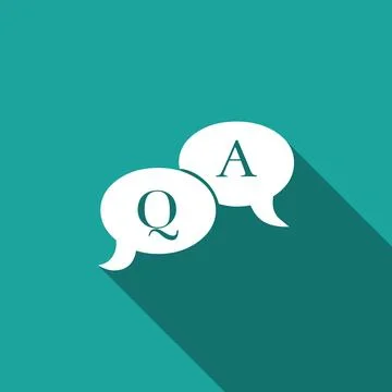 Question and Answer mark in speech bubble icon isolated with long shadow. Q and Stock Illustration