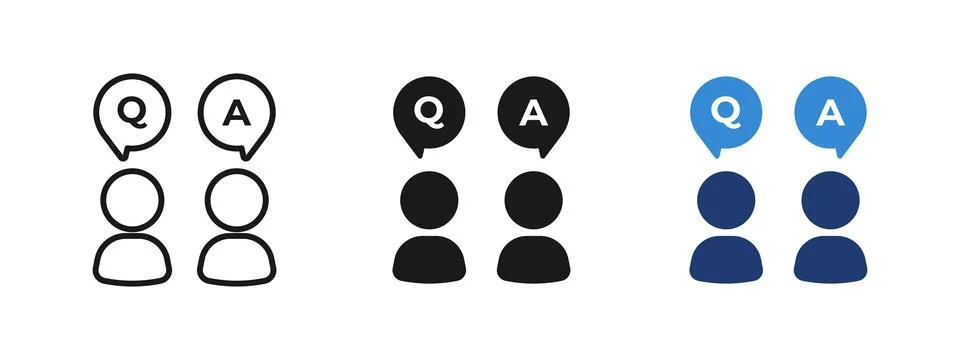 Question and answer people icon set showing Q&amp;A communication between two u.. Illustrazione stock