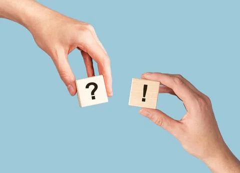 Question and answer, qa, qna concept. Interrogation and exclamation marks Stock Photos