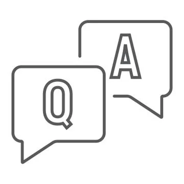Question and answer thin line icon, e learning Stock Illustration