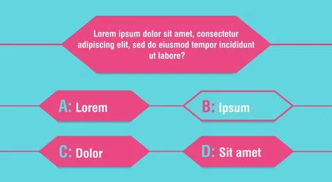 Question and answers vector template for quiz game, exam, tv show, school Stock Illustration