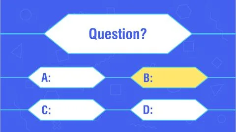 Question and answers vector template for quiz game, exam, tv show, school Stock Illustration