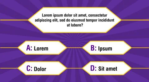 Question and answers vector template for quiz game, exam, tv show, school Stock Illustration