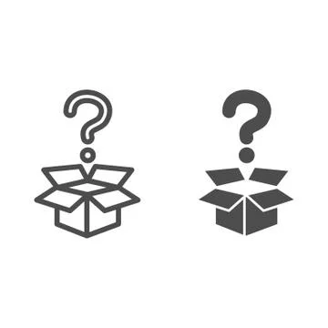 Question and box line and solid icon, delivery concept, carton box with question 스톡 일러스트