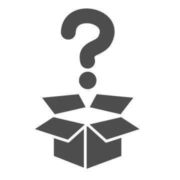 Question and box solid icon, delivery concept, carton box with question mark 스톡 일러스트