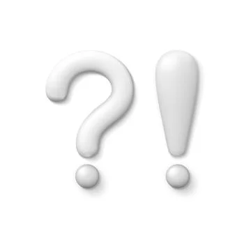 Question and exclamation 3d marks. Interrogation, white faq signs. Support Stock Illustration