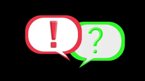 Question and exclamation mark icons animation. Red and green 3D symbols. Stock Footage 315630415