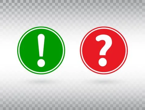 Question and exclamation mark icons set. Help sign and warning symbol. FAQ sy Stock Illustration