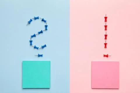 Question and Exclamation Marks on Pastel Background Stock Photos