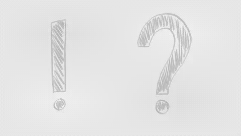 Question and exclamation marks in white chalk, doodle animation Stockbeeldmateriaal 333332447