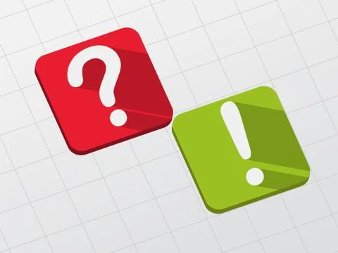 Question and exclamation signs on flat blocks Stock Illustration