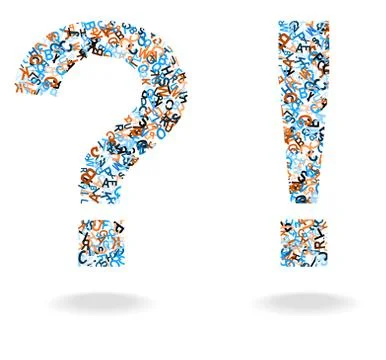 Question and exclamation signs make from colored alphabets Stock Illustration