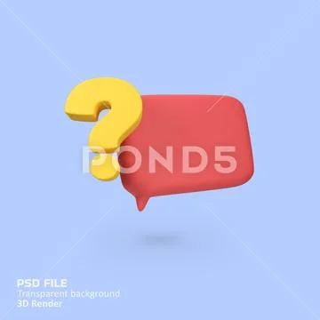 Question and with speech bubble isolated 3d render icon illustration Modello PSD