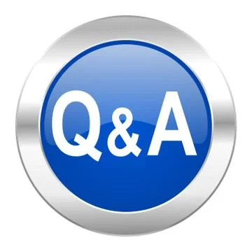 Question answer blue circle chrome web icon isolated. Illustrazione stock