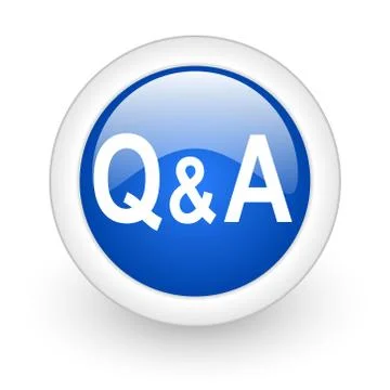 Question answer blue glossy icon on white background. Stock Illustration