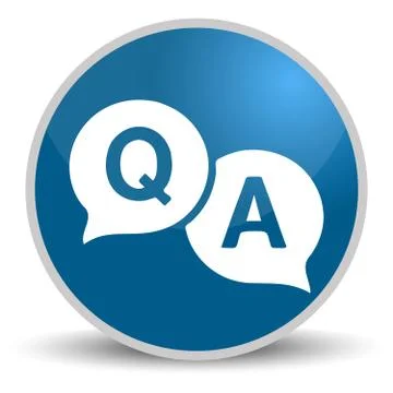 Question answer blue glossy round vector icon in eps 10. Editable modern desi Illustrazione stock