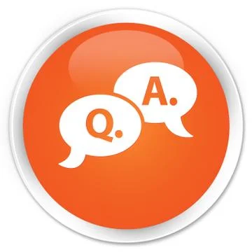 Question answer bubble icon premium orange round button Stock Illustration