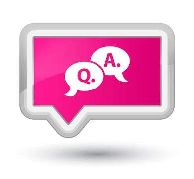 Question answer bubble icon prime pink banner button Stock Illustration