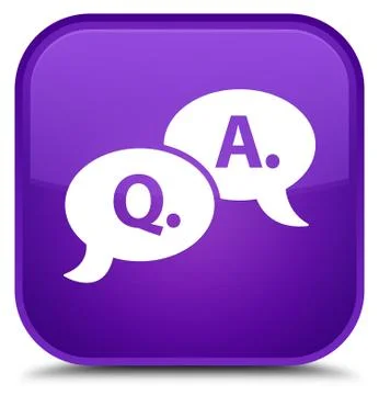 Question answer bubble icon special purple square button Stock Illustration
