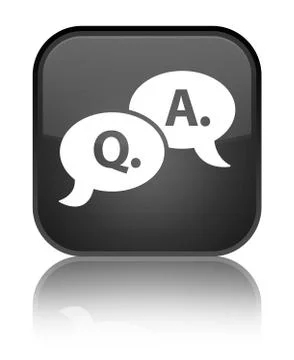Question answer bubble icon special black square button Stock Illustration