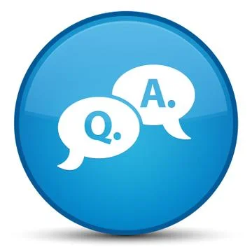 Question answer bubble icon special cyan blue round button Stock Illustration