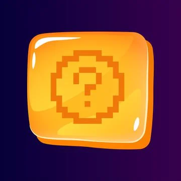 Question answer glossy ui button with pixelated icon Ilustración de archivo