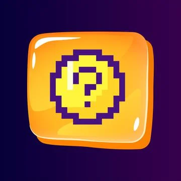 Question answer glossy ui button with pixelated color icon 스톡 일러스트