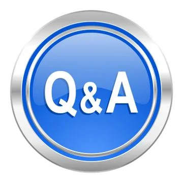 Question answer icon, blue button. Illustrazione stock