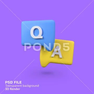 Question answer isolated 3d render icon illustration PSD Template