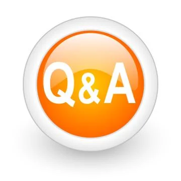 Question answer orange glossy web icon on white background. Illustrazione stock