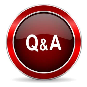 Question answer red circle glossy web icon, round button with metallic border Stock Illustration
