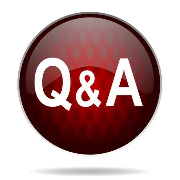 Question answer red glossy web icon on white background. Stock Illustration