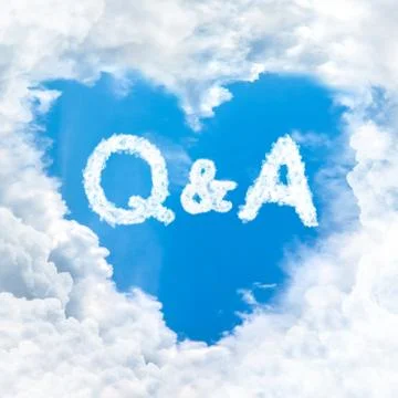 Question answer word on blue sky Stock Photos