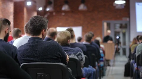 Question from audience at a seminar Stock Footage 87955994