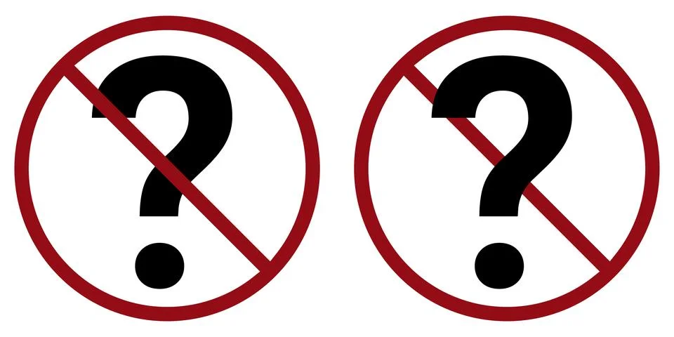 Question ban prohibit icon. Not allowed to ask. Stock Illustration