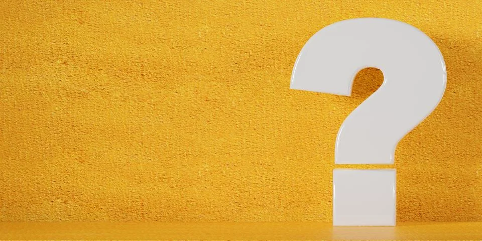 Question. Big white question mark on yellow background. Big white question .. Stock Photos
