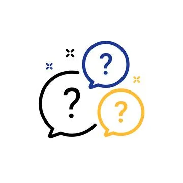 Question bubbles line vector icon logo. Faq box illustration ask question bubble Ilustración de archivo