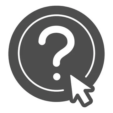 Question button and mouse pointer solid icon, online education concept, Question Stock Illustration
