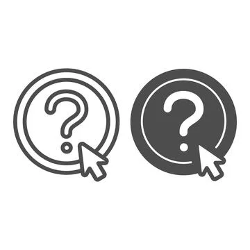 Question button and mouse pointer line and solid icon, online education concept Stock Illustration